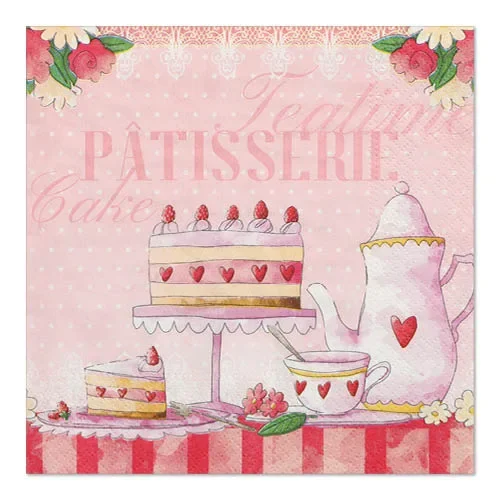 Servetten 3-laags 1/4 vouw 33 cm x 33 cm Patisserie