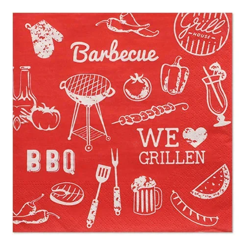 Servetten 3-laags 1/4 vouw 33 cm x 33 cm “BBQ Love”