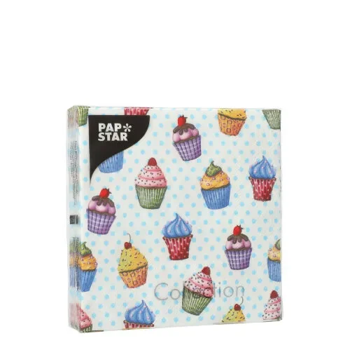 Servetten 3-laags 1/4 vouw 25 cm x 25 cm Cupcakes
