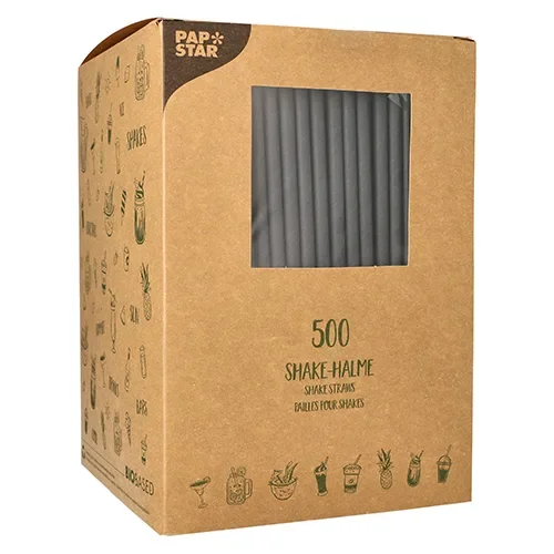 Shake rietjes Papier Ø 8 mm x 25 cm zwart
