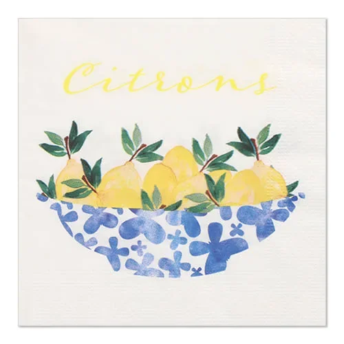 Servetten 3-laags 1/4 vouw 33 cm x 33 cm Citrons
