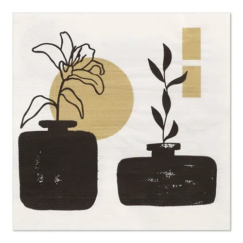 Servetten 3-laags 1/4 vouw 33 cm x 33 cm goud “Modern Vases”