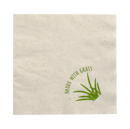 Servetten, 2-laags 1/4 vouw 33 cm x 33 cm natuur met grasvezels