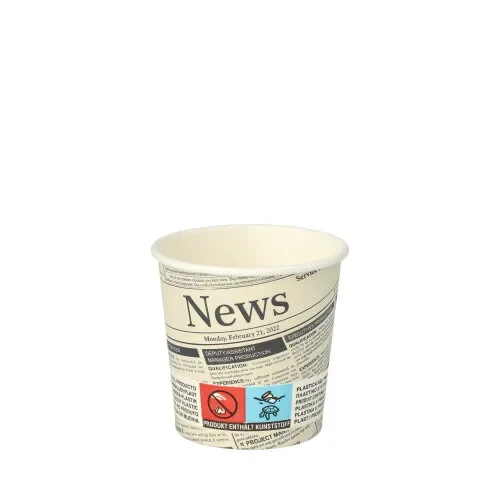 Drinkbekers, Karton “To Go” 0,1 l Ø 6 cm x 6 cm wit Newsprint