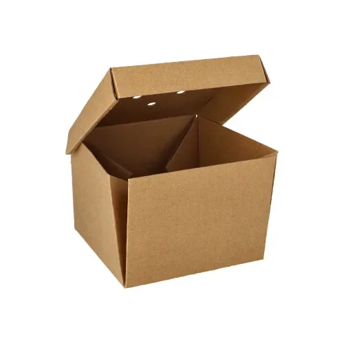 Hamburgerbox, karton van verse houtvezels “pure” 10 cm x 13 cm x 13 cm bruin vouwbaar, klein