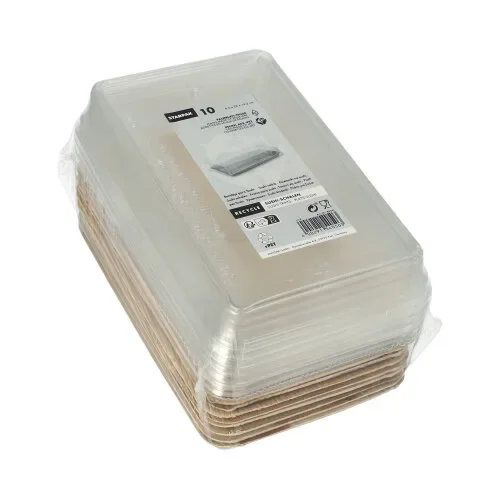 Sushi schalen Palmblad hoekig 200 ml 4,4 cm x 22 cm x 14,2 cm natuur met rPET deksels