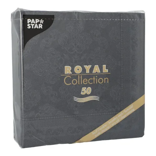 Servetten “Royal Collection” 1/4 vouw 40 cm x 40 cm zwart Arabesque