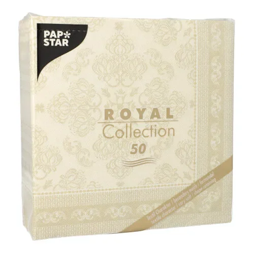 Servetten “Royal Collection” 1/4 vouw 40 cm x 40 cm champagne Arabesque