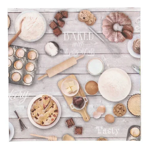Servetten 3-laags 1/4 vouw 33 cm x 33 cm Baked with Love