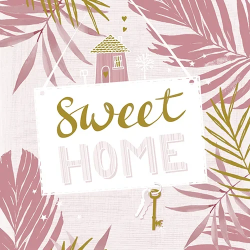 Servetten 3-laags 1/4 vouw 33 cm x 33 cm roze Sweet Home
