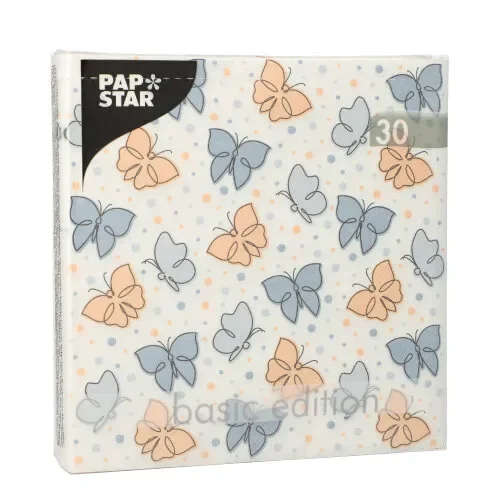 Servetten 3-laags 1/4 vouw 33 cm x 33 cm grijs Papillons