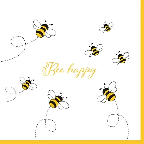 Servetten 3-laags 1/4 vouw 33 cm x 33 cm Bee Happy