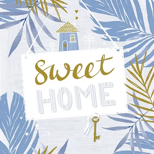 Servetten 3-laags 1/4 vouw 33 cm x 33 cm blauw Sweet Home