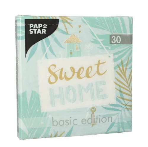 Servetten 3-laags 1/4 vouw 33 cm x 33 cm munt Sweet Home