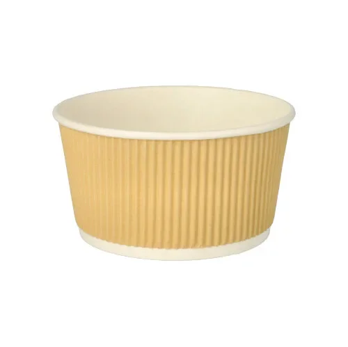 Soepkommen, karton rond 720 ml Ø 13,5 cm x 7,3 cm bruin/wit Ripple Wall