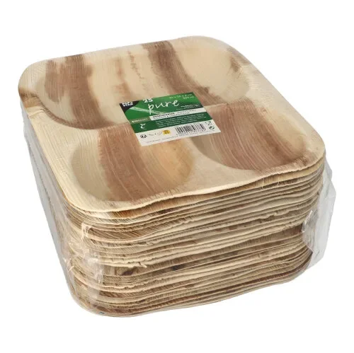 Menubakken topseal Palmblad “pure” hoekig 500 ml 26 cm x 26 cm x 4 cm 3-vaks