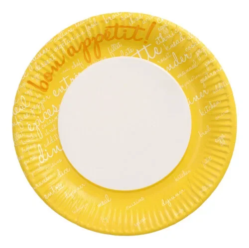 Borden, karton rond Ø 23 cm geel Table Pleasures