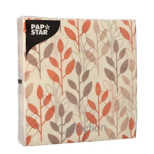 Servetten 3-laags 1/4 vouw 33 cm x 33 cm roestbruin Branches