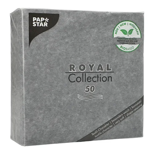 Servetten Royal Collection 1/4 vouw 40 cm x 40 cm zwart met papierverpakking