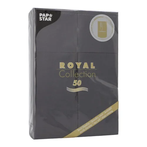 Servetten “Royal Collection” 48 cm x 30 cm zwart met bestekvouw