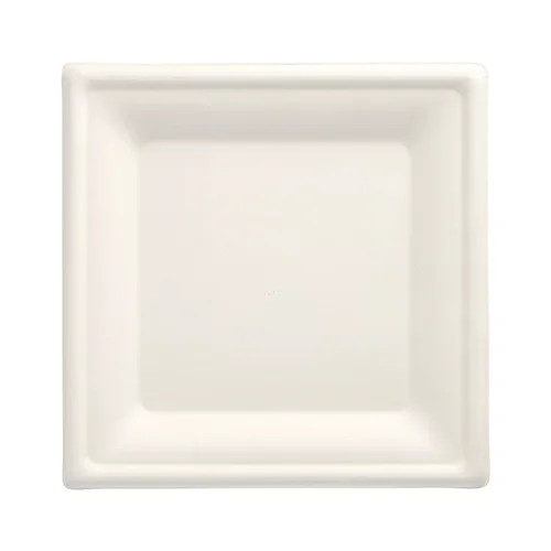 Borden van suikerriet “pure” hoekig 20 cm x 20 cm wit