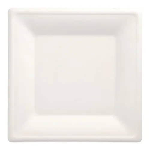 Borden van suikerriet “pure” hoekig 26 cm x 26 cm wit
