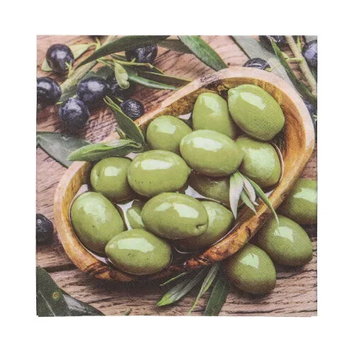 Servetten 3-laags 1/4 vouw 33 cm x 33 cm “Olive Flavour”