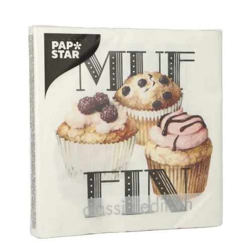 Servetten 3-laags 1/4 vouw 33 cm x 33 cm Muffin