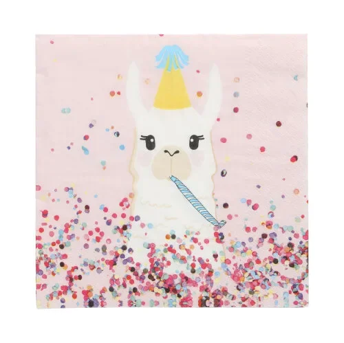 Servetten 3-laags 1/4 vouw 33 cm x 33 cm “Llama Party”