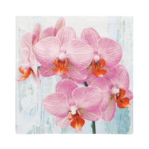 Servetten 3-laags 1/4 vouw 33 cm x 33 cm Phalaenopsis