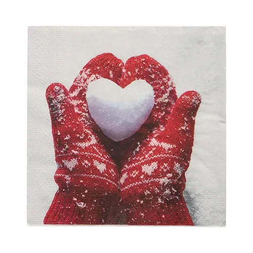 Servetten 3-laags 1/4 vouw 33 cm x 33 cm “Mittens in the Snow”