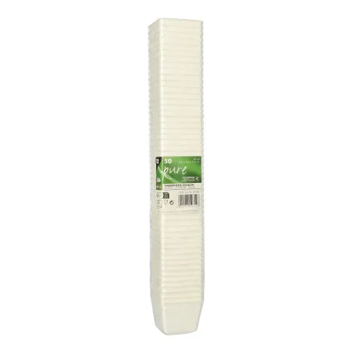 Fingerfood - Schalen, suikerriet “pure” hoekig 50 ml 3,8 cm x 4,6 cm x 4,6 cm wit