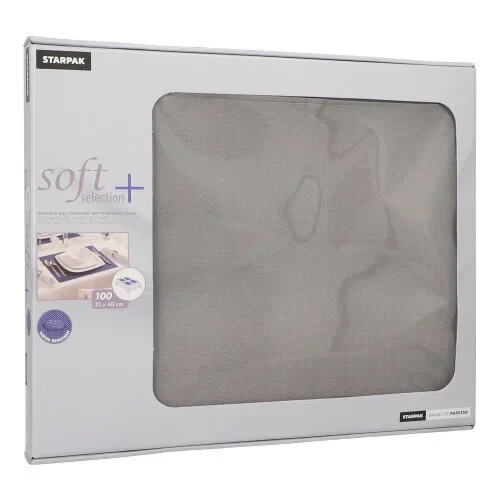 Placemats, stofkarakter, nonwoven “soft selection plus” 30 cm x 40 cm grijs