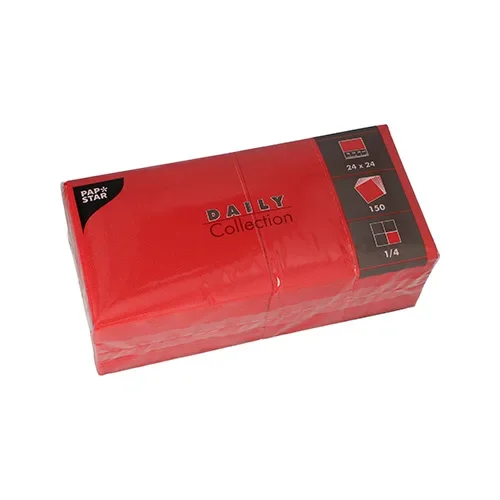 Servetten Daily Collection 1/4 vouw 24 cm x 24 cm rood