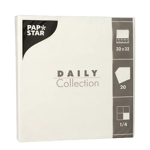 Servetten “Daily Collection” 1/4 vouw 32 cm x 32 cm wit