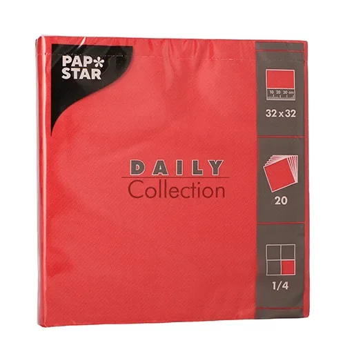 Servetten Daily Collection 1/4 vouw 32 cm x 32 cm rood