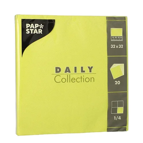 Servetten “Daily Collection” 1/4 vouw 32 cm x 32 cm lime