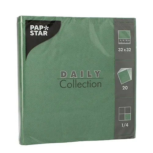 Servetten “Daily Collection” 1/4 vouw 32 cm x 32 cm donkergroen
