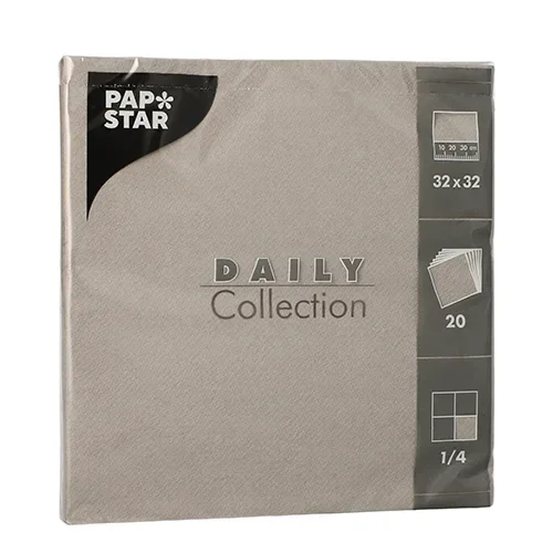 Servetten “Daily Collection” 1/4 vouw 32 cm x 32 cm grijs
