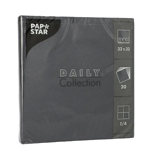 Servetten “Daily Collection” 1/4 vouw 32 cm x 32 cm zwart