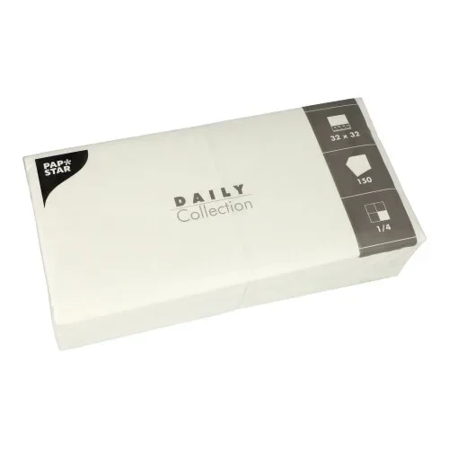 Servetten “Daily Collection” 1/4 vouw 32 cm x 32 cm wit
