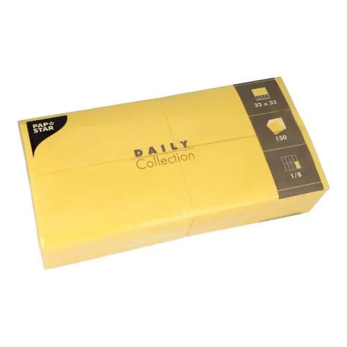 Servetten Daily Collection 1/8 vouw 32 cm x 32 cm geel
