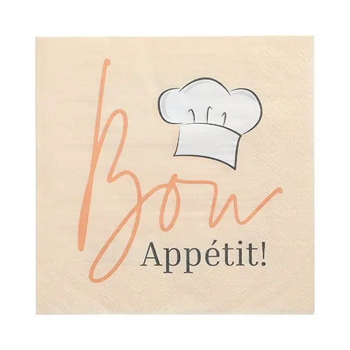 Servetten 3-laags 1/4 vouw 33 cm x 33 cm Bon Appétit