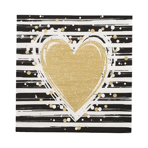 Servetten 3-laags 1/4 vouw 33 cm x 33 cm “Sparkling Heart”