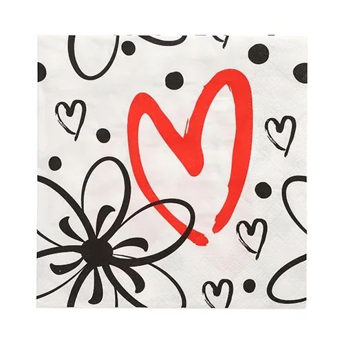 Servetten 3-laags 1/4 vouw 33 cm x 33 cm “Red Heart”