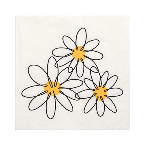 Servetten 3-laags 1/4 vouw 33 cm x 33 cm Daisy