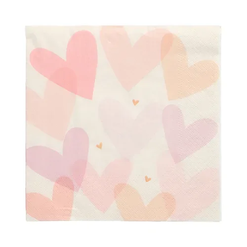 Servetten 3-laags 1/4 vouw 33 cm x 33 cm “Pastel Hearts”