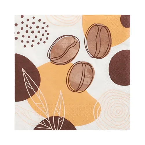 Servetten 3-laags 1/4 vouw 33 cm x 33 cm “Coffee Beans”