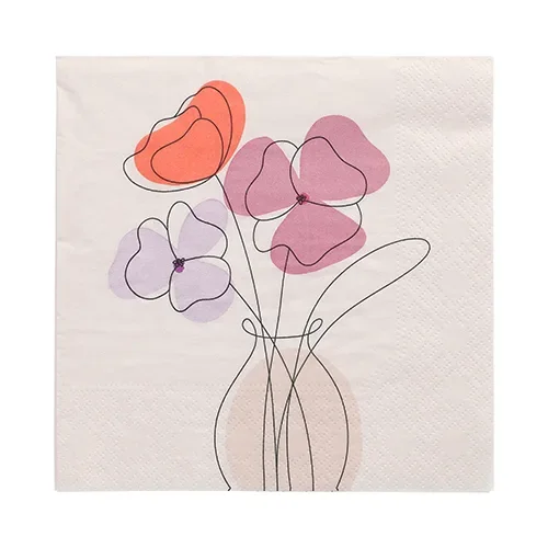 Servetten 3-laags 1/4 vouw 33 cm x 33 cm “Vase of Flowers”