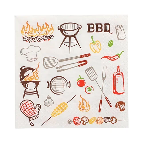 Servetten 3-laags 1/4 vouw 33 cm x 33 cm “Time for BBQ”